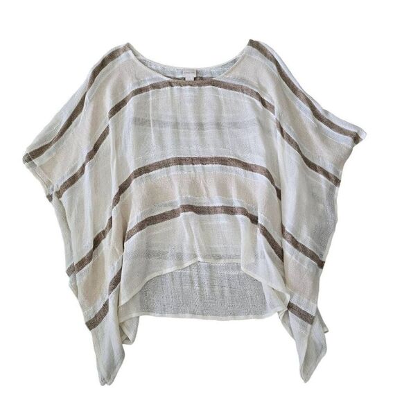 Chico's Poncho Open Knit Top Women's Size S/M Multicolor Crew Neck Short Sleeve - Picture 1 of 7